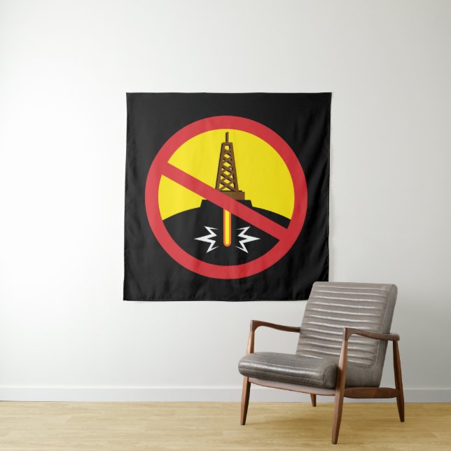 Stop Fracking Tapestry (In Situ)