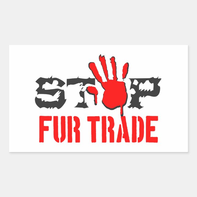 Stop Fur Trade Rectangular Sticker (Front)