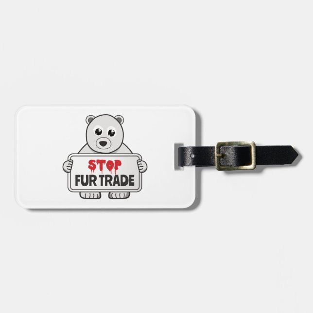 Stop Fur Trade Sad Polar Bear Luggage Tag (Front Horizontal)
