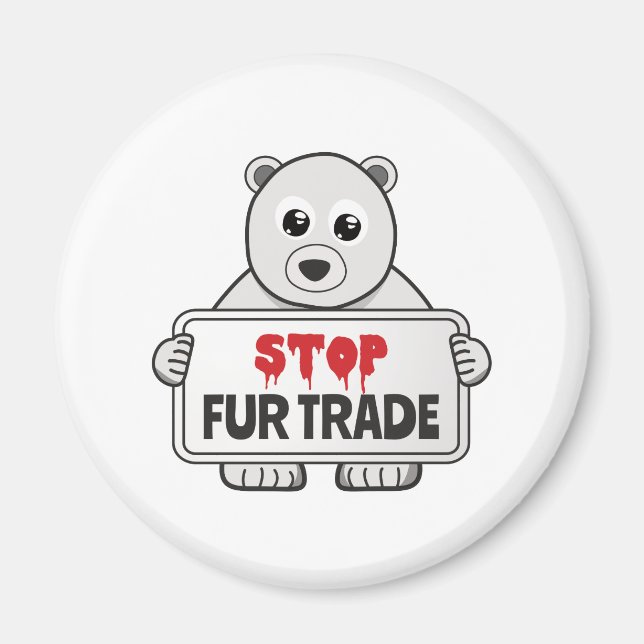 Stop Fur Trade Sad Polar Bear Magnet (Front)