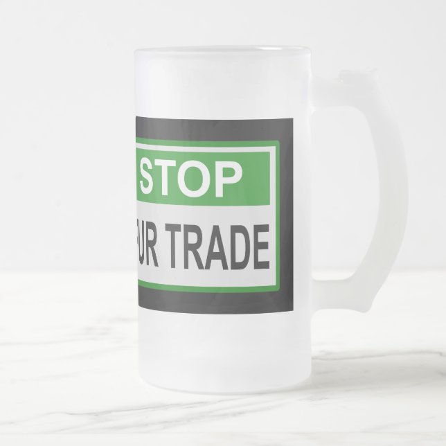 Stop Fur Trade Sign green Frosted Glass Beer Mug (Right)