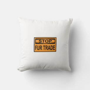 Stop Fur Trade Sign orange Throw Pillow