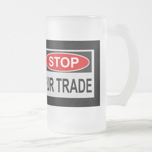 Stop Fur Trade Sign red Frosted Glass Beer Mug (Right)
