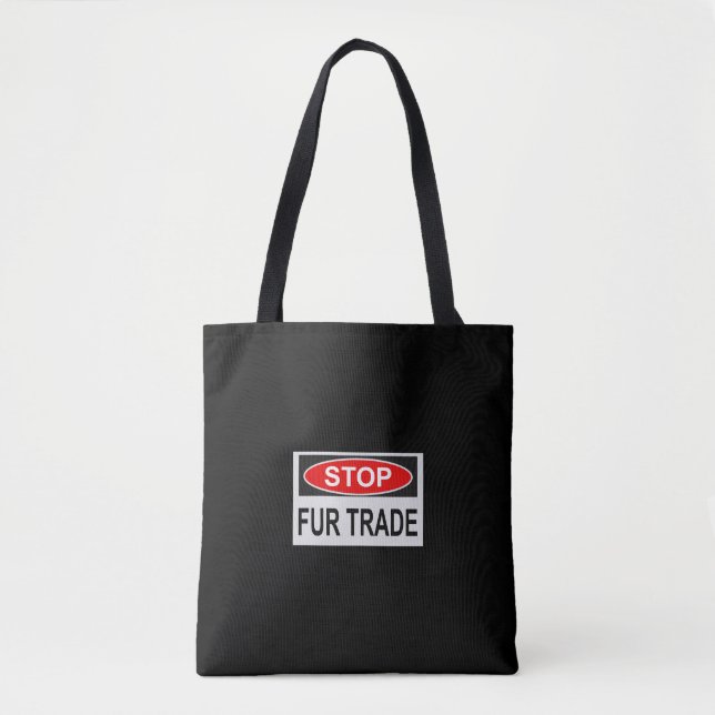 Stop Fur Trade Sign red Tote Bag (Front)