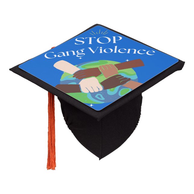 Stop Gang Violence Hands entwined Graduation Cap Topper (Angled)