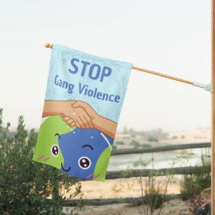 Stop Gang Violence Handshake for Peace House Flag