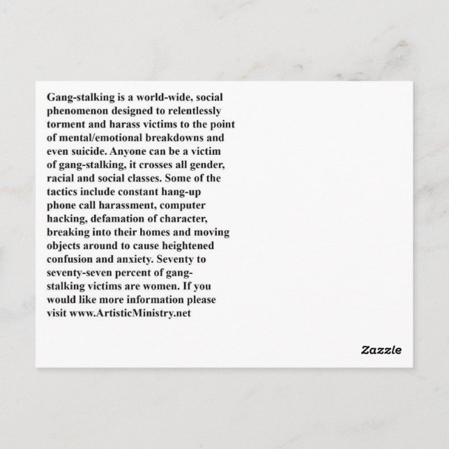 stop gangstalking postcard (Back)