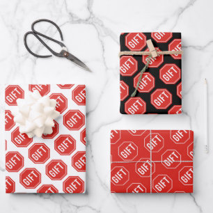 STOP:GIFT Funny Unique Novelty Simple Classic Wrapping Paper Sheets