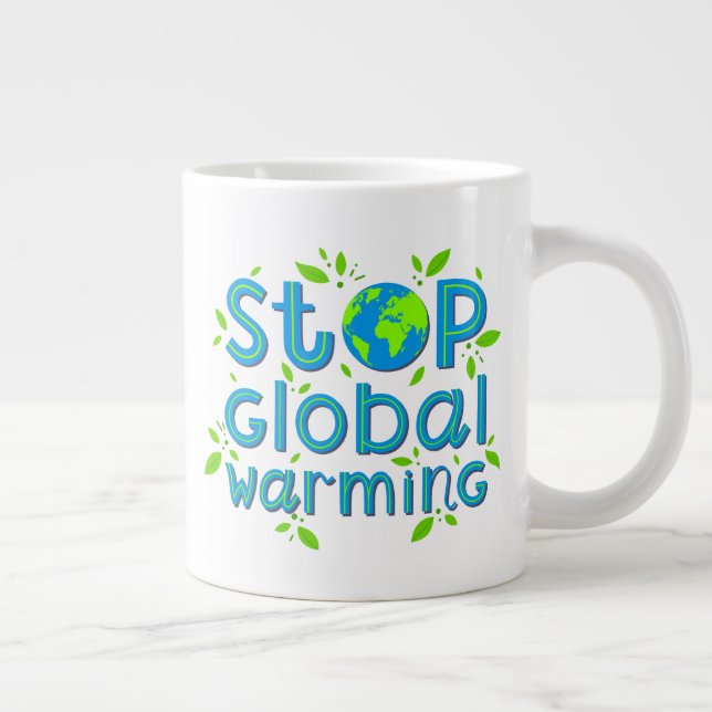 Stop Global Warming Giant Coffee Mug (Right)