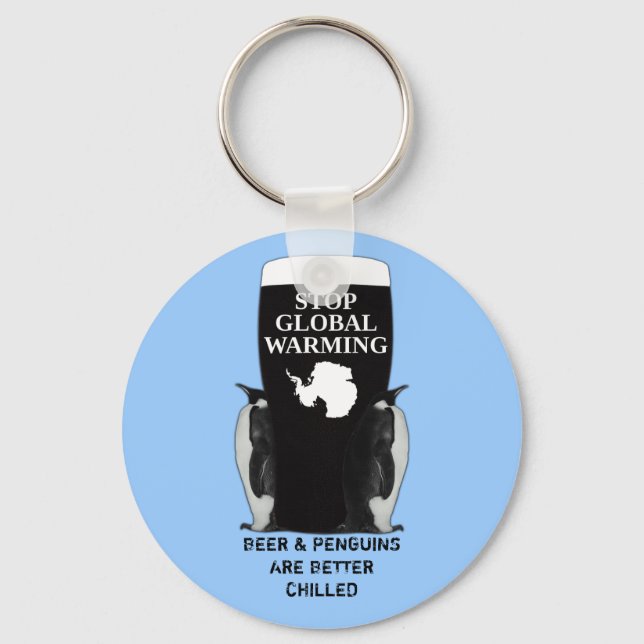 Stop global warming keychain (Front)