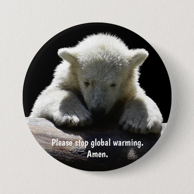 Stop Global Warming Polar Bear Button (Front)