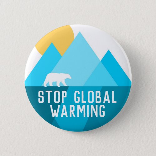 Stop Global Warming Polar Bear Glacier Button