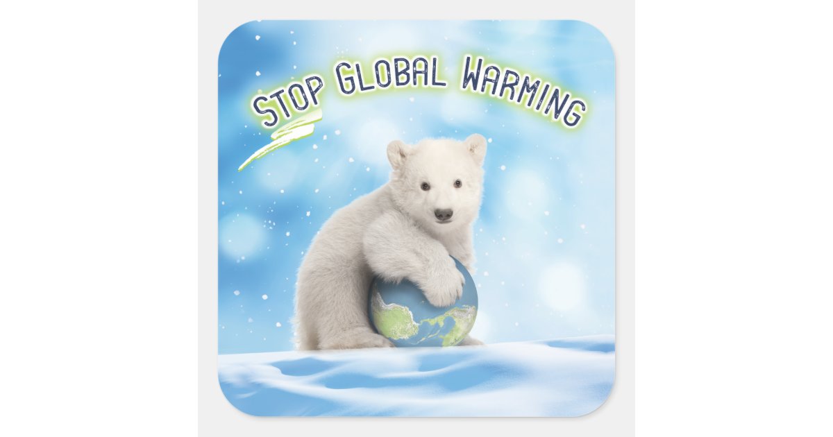 Stop Global Warming Polar Bear Stickers | Zazzle