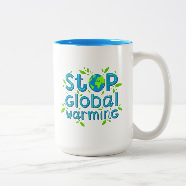 Stop Global Warming Two-Tone Coffee Mug (Right)
