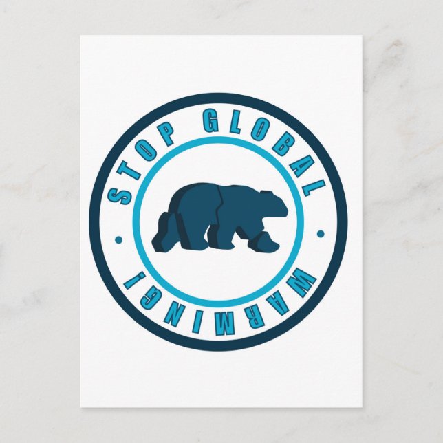 Stop global warming vintage circle design postcard (Front)