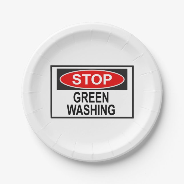 Stop Greenwashing Sign (1) Paper Plates (Front)