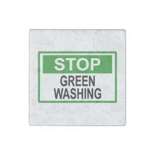Stop Greenwashing Sign Button Stone Magnet