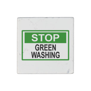 Stop Greenwashing Sign Button Stone Magnet