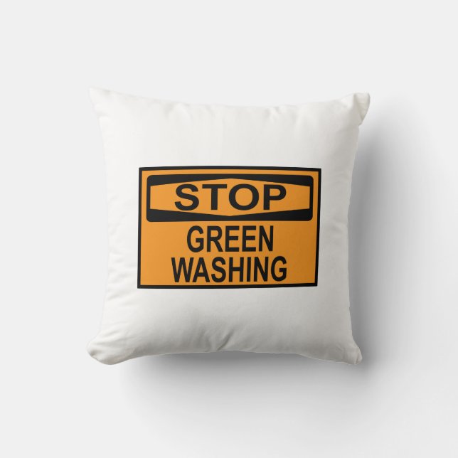 Stop Greenwashing Sign Throw Pillow (Front)