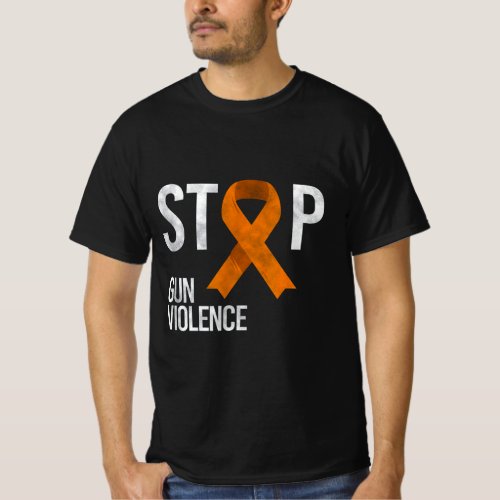 Stop Gun Violence Orange Ribbon for Awareness T_Shirt