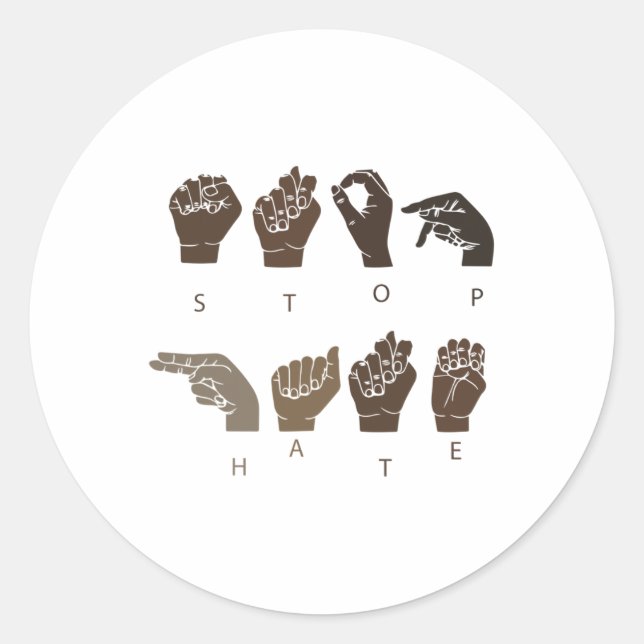 Stop Hate Asl Sign Language Black Lives Problem Bl Classic Round Sticker (Front)