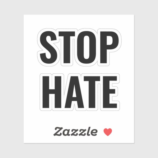 Stop Hate black typography minimalist modern Sticker (Sheet)