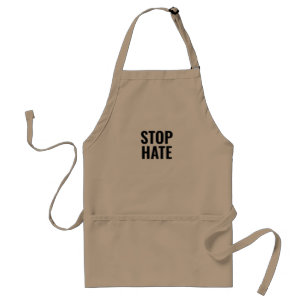 Stop Hate, black white minimalist Adult Apron