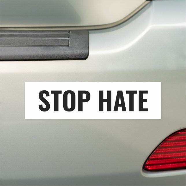 Stop Hate, black white minimalist Car Magnet (In Situ)