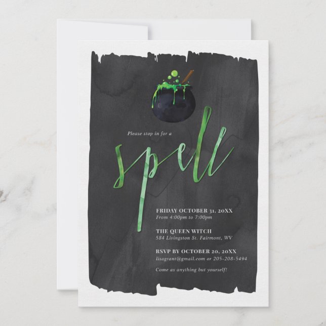 Stop in for a Spell Halloween Party Invitation (Front)