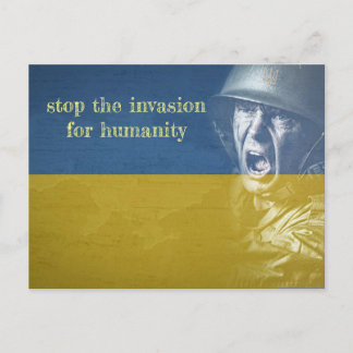 Stop invasion in ukraine holiday postcard
