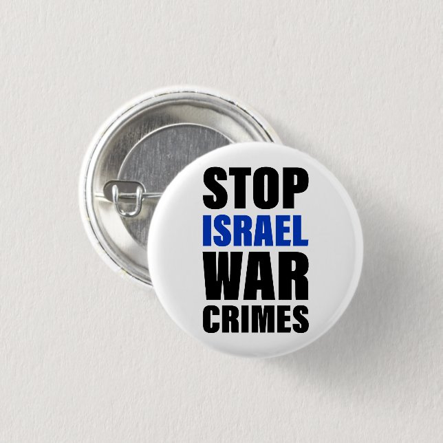 Stop Israel War Crimes | Free Palestine | Bold  Button (Front & Back)