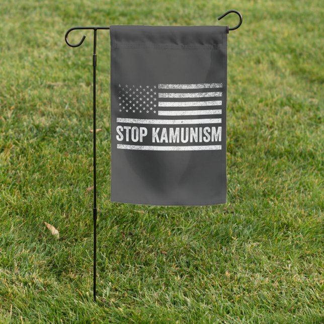 Stop Kamunism Harris Walz 2024 Comrade Kamala Garden Flag (In SItu)