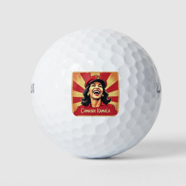 Stop Kamunism Harris Walz 2024 Comrade Kamala Golf Balls (Front)