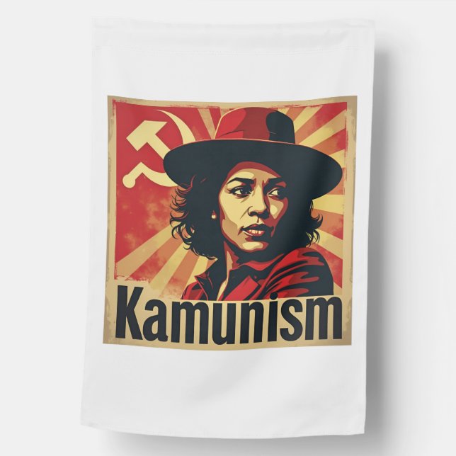 Stop Kamunism Harris Walz 2024 Comrade Kamala House Flag (Front)