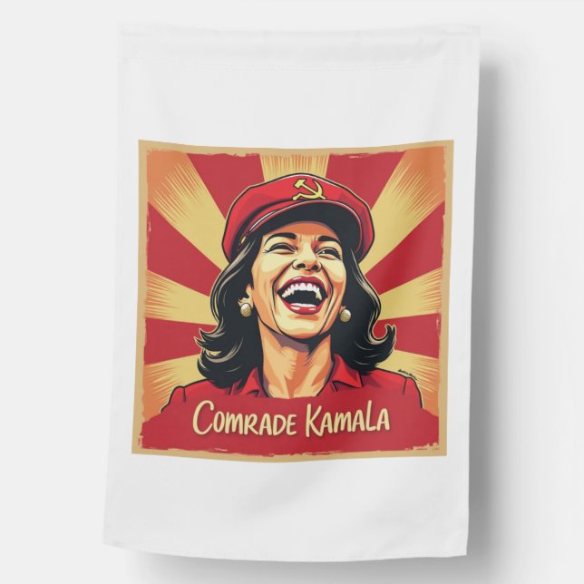 Stop Kamunism Harris Walz 2024 Comrade Kamala House Flag (Front)