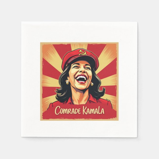 Stop Kamunism Harris Walz 2024 Comrade Kamala Napkins (Front)