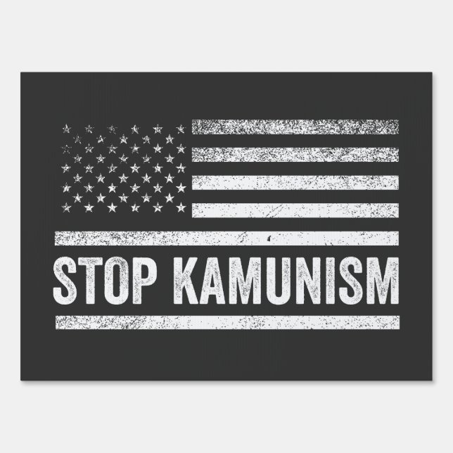 Stop Kamunism Harris Walz 2024 Comrade Kamala Sign (Front)