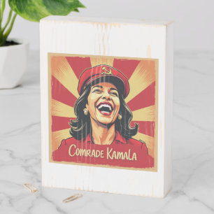 Stop Kamunism Harris Walz 2024 Comrade Kamala Wooden Box Sign