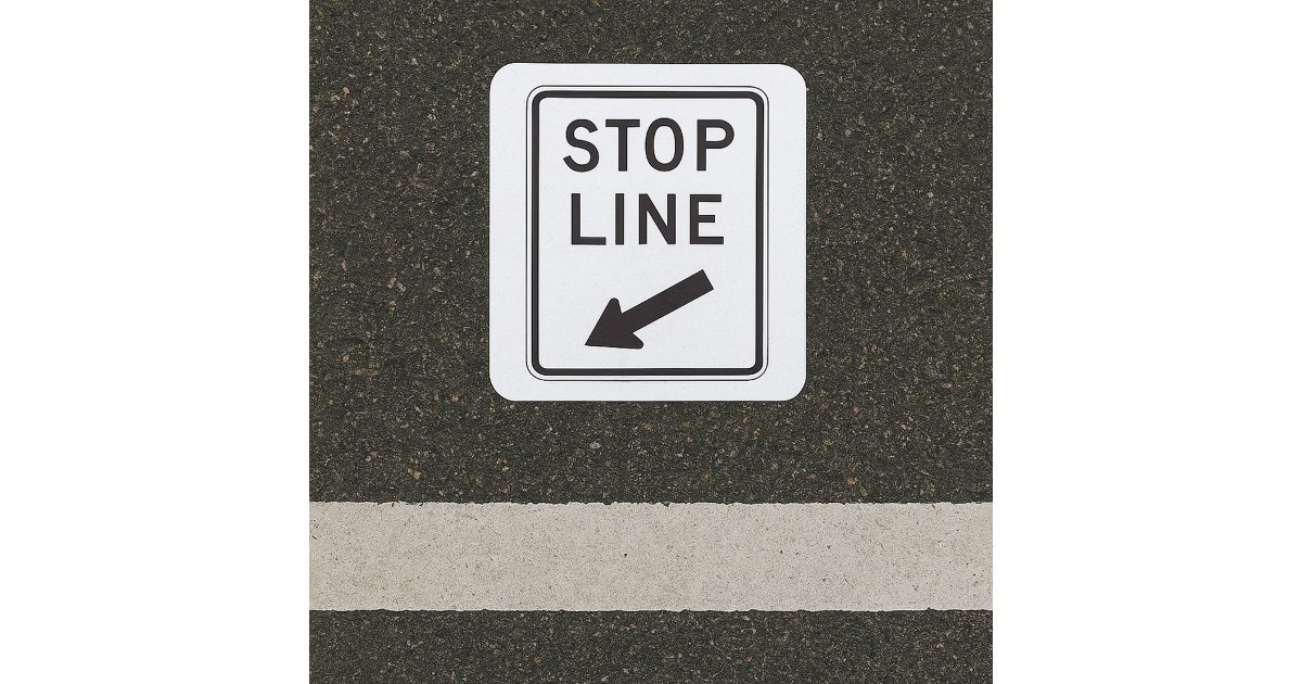 Stop Line Road Sign Square Sticker | Zazzle