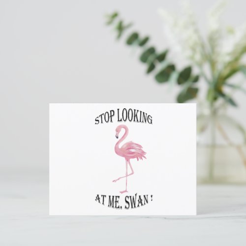 Stop Looking at me Swan Holiday Postcard