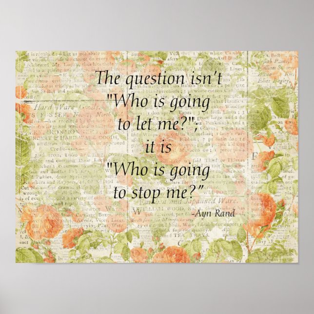 Stop Me Quote Floral Poster (Front)