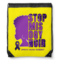 STOP MISOGYNOIR Domestic Violence Awareness  Drawstring Bag