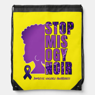 STOP MISOGYNOIR Domestic Violence Awareness Drawstring Bag