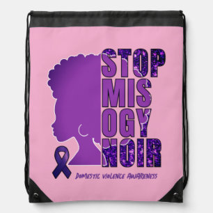 STOP MISOGYNOIR Domestic Violence Awareness  Drawstring Bag