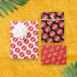 STOP: NAME/WORD CUSTOMIZE Funny Unique Novelty Wrapping Paper Sheets