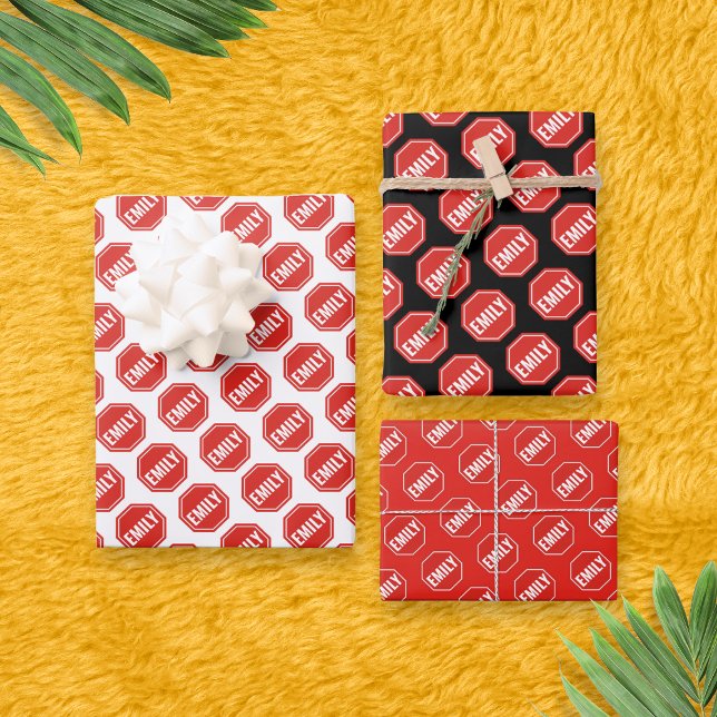 STOP: NAME/WORD CUSTOMIZE Funny Unique Novelty  Wrapping Paper Sheets (Creator Uploaded)