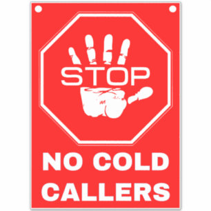 Stop No Cold Callers Sign - Red Sticker