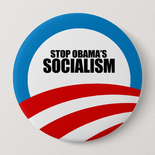 STOP OBAMA SOCIALISM BUTTON (Front)