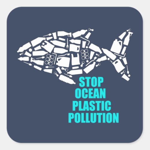 Stop Ocean Plastic Pollution Earth Day Square Sticker