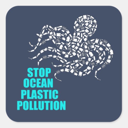 Stop Ocean Plastic Pollution Earth Day Square Sticker